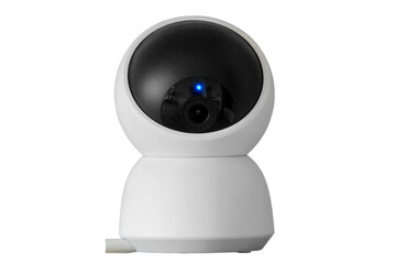 Home surveillance online camera, living room, isolated on a white background