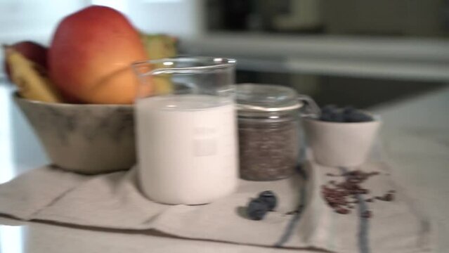 fresh milk and healthy food.