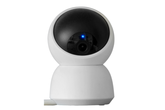 Home surveillance online camera, living room, isolated on a white background