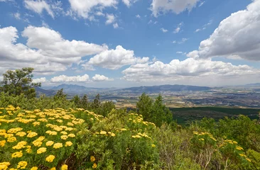 Tuinposter A view towards Cape Town from du Toits kloof Pass near Paarl, Western Cape, South Africa. © Jacques Hugo
