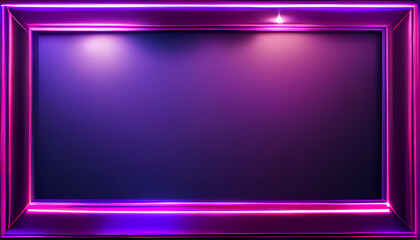Abstraction. On a purple background, taken in a pink neon frame, two lamps are lit.