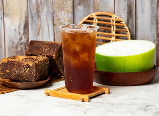 winter melon tea served in disposable cup isolated on table side view taiwan style