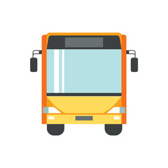 Yellow city bus. Simple flat icon. Vector illustration of public transport.