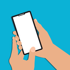 hand holding tablet mobile vector icon.