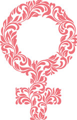Woman symbol from a floral ornament. Female sign