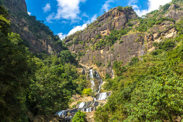 Fototapeta na wymiar Rawana waterfall in Sri Lanka