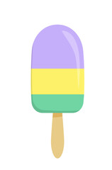 Ice cream. Colorful popsicle. Flat, cartoon, vector