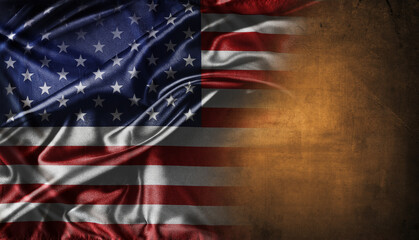 American flag on brown concrete