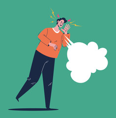 Angry screaming people characters concept. Vector graphic design illustration element