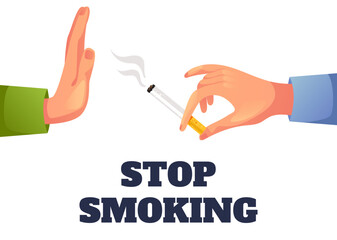 Stop smoking no cigarette bad addiction concept. Vector graphic design illustration element