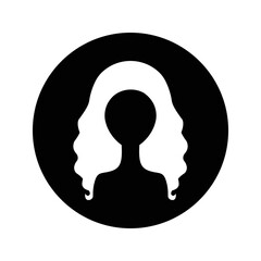 Avatar, band, beauty icon. The female face under the circle symbol