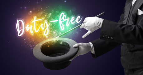 Young magician is showing magic trick