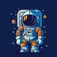 illustration of an Astronaut into the Space for Logo or Mascot