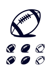 Football or rugby ball icon set