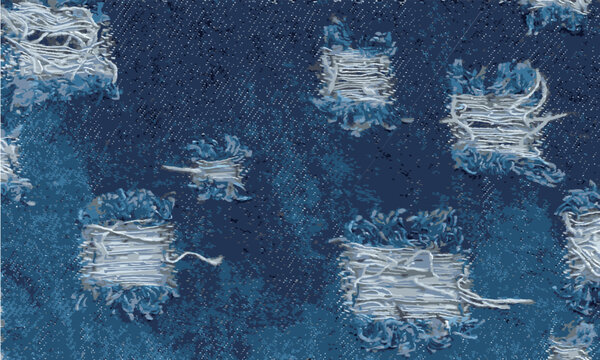 blue and white knitted fabric