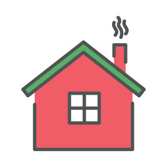 New Year style house flat icon. Vector illustration on white isolated background