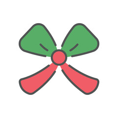 New year festive bow flat icon. Vector illustration on white isolated background
