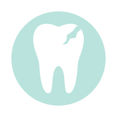 Cracked tooth . Vector illustration