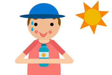 Persona con sol echándose crema solar. 