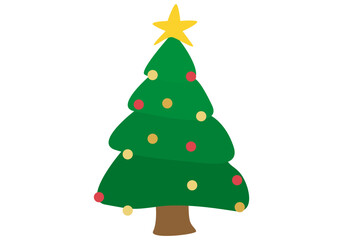 Árbol de navidad con ornamentación en fondo blanco.