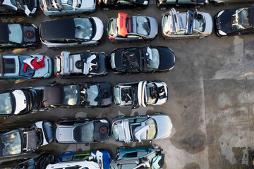 Aerial view of a small car demolition park © fotografiche.eu