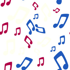 ripetizione di note colorate seamless su sfondo trasparente