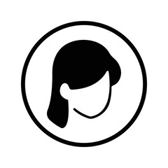 Beautiful woman face logo. Editable black vector graphics.