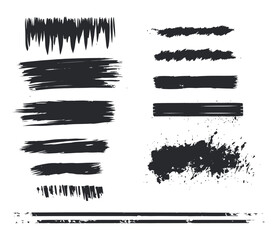 Vector set grunge brush stroke. Black paint brush hand drawn.