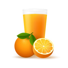Orange fruit juice glass