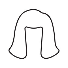 Beautiful young girl with long hair icon. Editable black vector design.