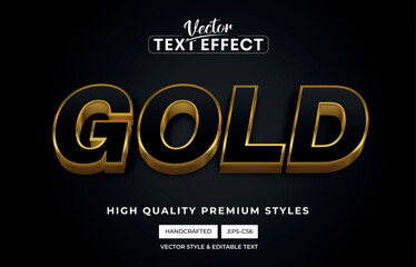 3D Gold style editable text effect, Black Gold text