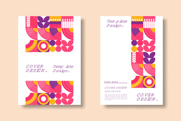 Business presentation vector A4 vertical orientation front page mock up set. Corporate report cover abstract geometric illustration design layout bundle. Company identity brochure template collection.