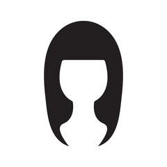 Hair silhouettes, woman and man hairstyles. Editable black vector graphics.
