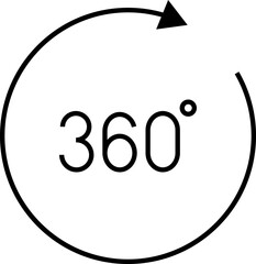 360 degrees vector icon set. Round signs with arrows rotation to 360 degrees. Rotate symbol isolated on transparent background. Vector illustration.
