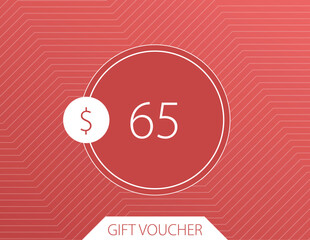 65$ Gift Voucher Vector Art Illustration with nice gradient background, text and font