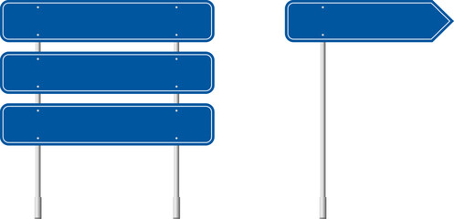 Blank signs vector for information of road direction, maps, text or banner. Road sign in realistic style isolated on white background. Danger blank warning empty sign.