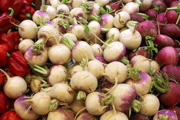 Vegetables and fruits are sold at a bazaar in Israel.