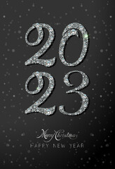 Happy New Year 2023 greeting card. Diamond background - 547753936