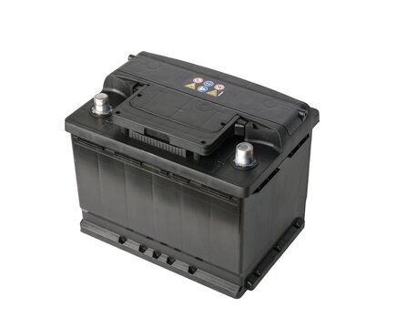 Car battery isolated on white without shadow with clipping path