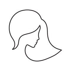 long hair style icon, logo of women's face on white background