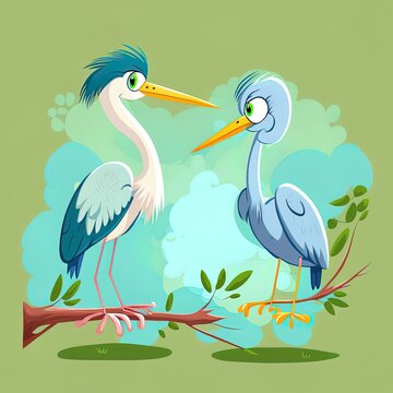 blue heron cartoon