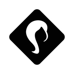 Long wavy hair variant icon. Black vector design.