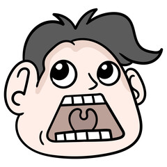 Obraz premium Editable vector of a surprised man opening his mouth