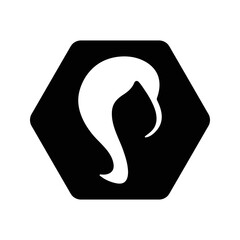 Long wavy hair variant icon. Black vector design.
