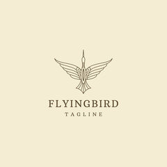 Flying bird line logo icon design template flat vector