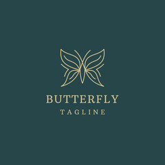 Butterfly line logo icon design template flat vector