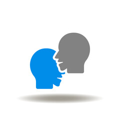 Vector illustration of two head. Icon of psychology. Symbol of sympathy, empathy. Sign of mental.