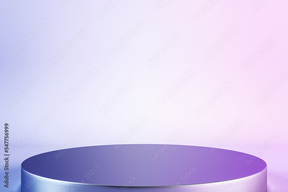 Poster White studio with geometric shapes, podium on the floor. Platforms for product presentation, mock up backdrop. Abstract composition in minimal design. 3D Rendering.