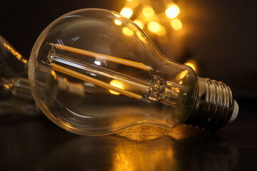 Lightbulb with candles in the background. Concept of loadshedding, power cuts or blackouts. Loadshedding in South Africa, power utility enforced reduction in electricity usage to protect the grid