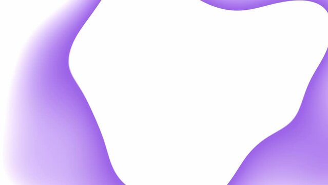 White backdrop with purple abstract shape flowing frame. Minimal background with text area. Presentation template with space for text. Smooth liquid animation. Light colored futuristic graphic layout